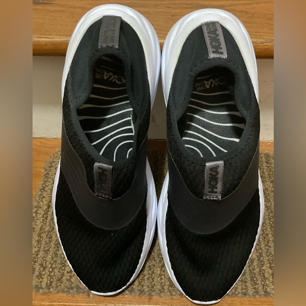 Hoka One One Black and White Slip-On Sneakers - Picture 9 of 11